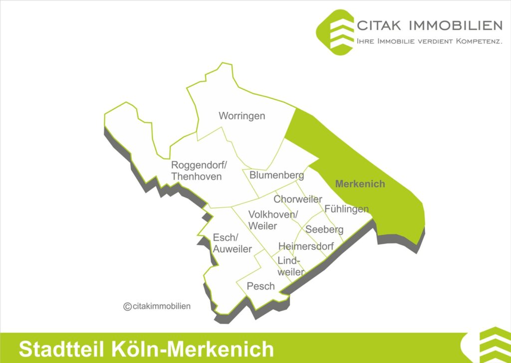Merkenich-Langel ist das nördlichste der vier Dörfer, die 1963 diesem Stadtteil zugewiesen wurden, die anderen sind Rheinkassel, Kasselberg und Feldkassel.